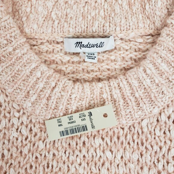 Madewell XXS Pale Apricot Sweater Women Top Cotton Alpaca Pink Peach Fall NWT - Picture 5 of 16